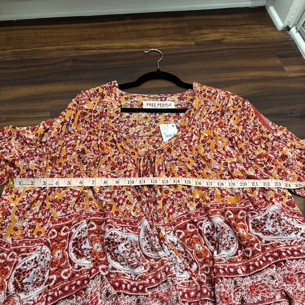 NWT Free People Sz Small Lorraine Tiered Kimono Top Boho Paisley Wide Sleeves - Picture 6 of 8
